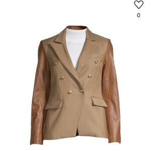 GENERATION LOVE Enzo Leather Blazer Camel Tan Size XS